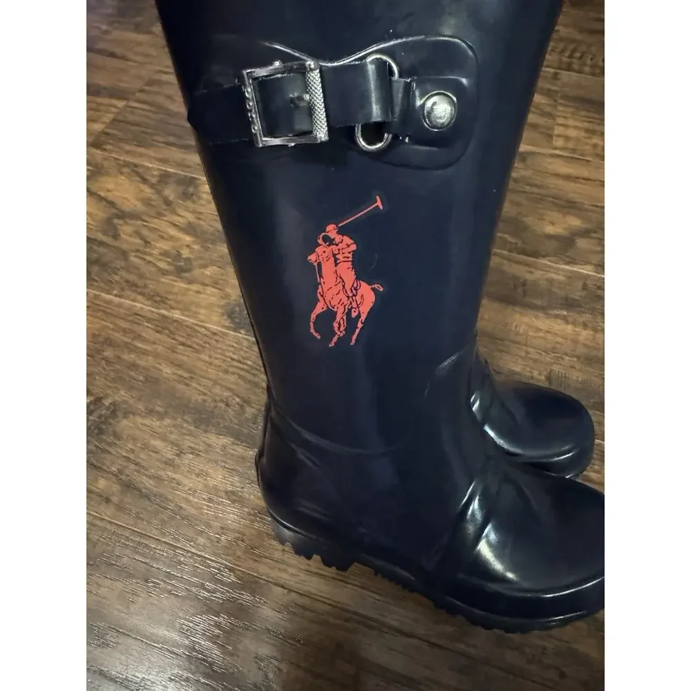 Polo Ralph Lauren Rain Boot Navy Blue Red Pony Muck Puddle Play Toddler Size 8
